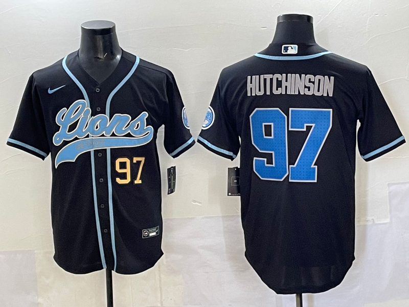 Men 2025 Detroit Lions 97 Hutchinson Black joint name 2025 Nike Limited NFL Jersey style 008